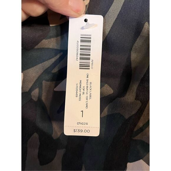 Chico's Black Label Silk One Shoulder Ruffle Top Size 1 Med nwt (2035) - Picture 9 of 9